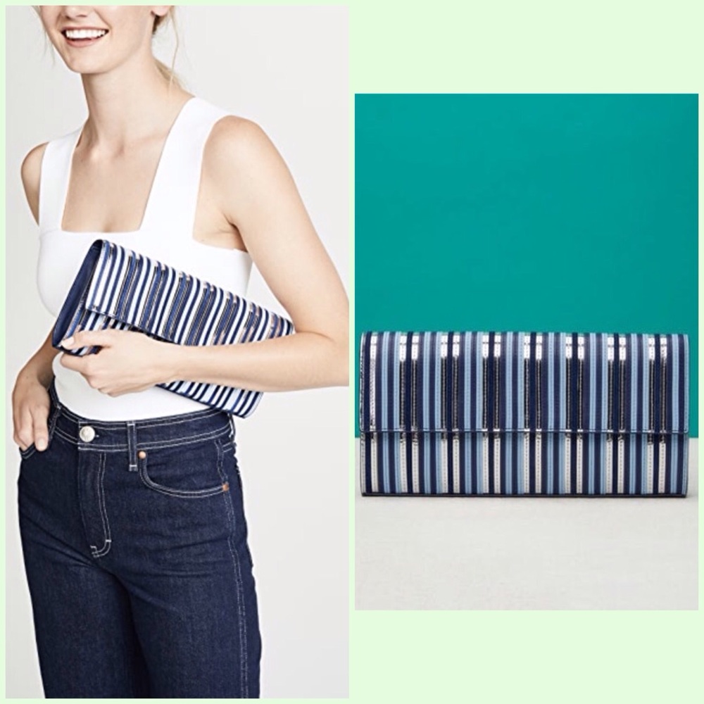 Authentic Diane Von Furstenberg Striped Leather Clutch